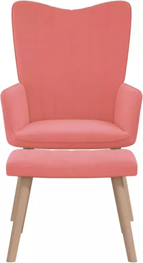 VidaXL Relaxstoel met voetenbank fluweel roze - Foto 5