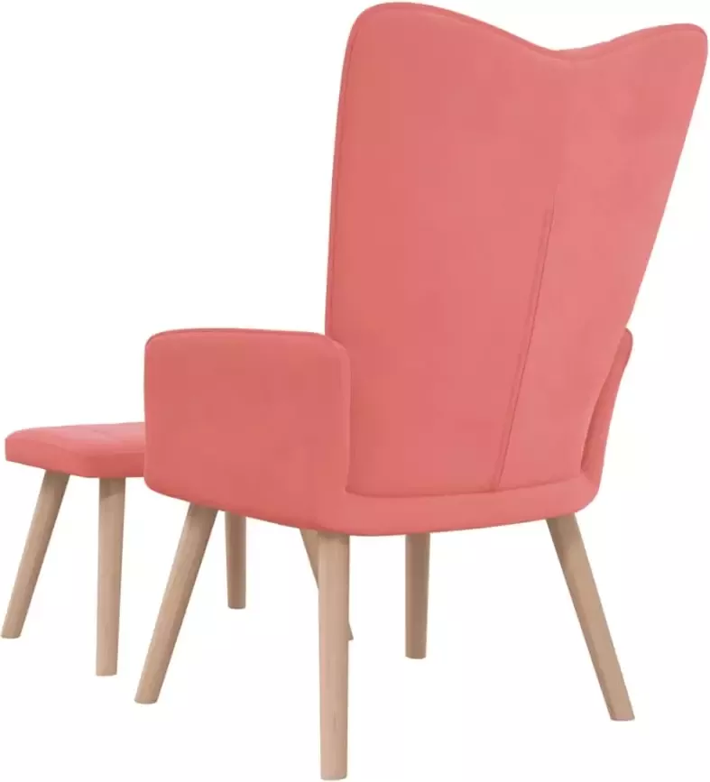 VidaXL Relaxstoel met voetenbank fluweel roze - Foto 3