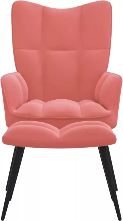 VidaXL Relaxstoel met voetenbank fluweel roze - Foto 4