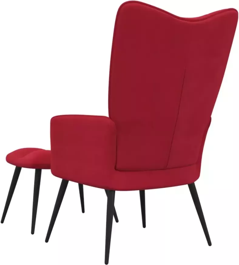 VIDAXL Relaxstoel met voetenbank fluweel wijnrood - Foto 2