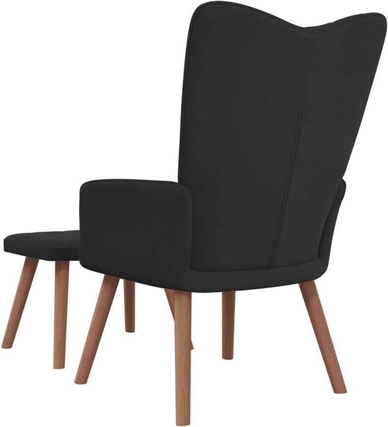 VidaXL Relaxstoel met voetenbank fluweel zwart