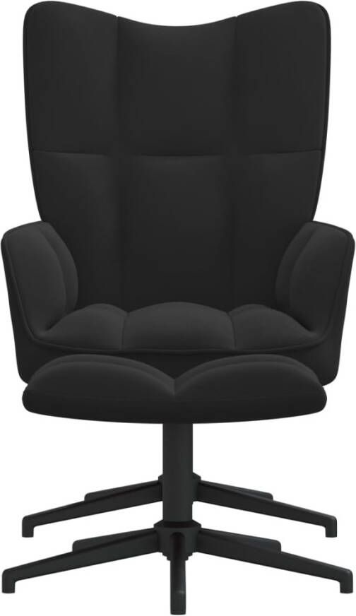 VIDAXL Relaxstoel met voetenbank fluweel zwart - Foto 4