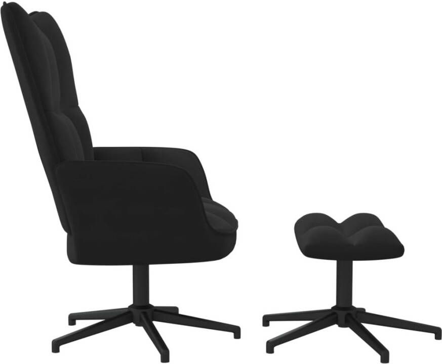 VIDAXL Relaxstoel met voetenbank fluweel zwart - Foto 3
