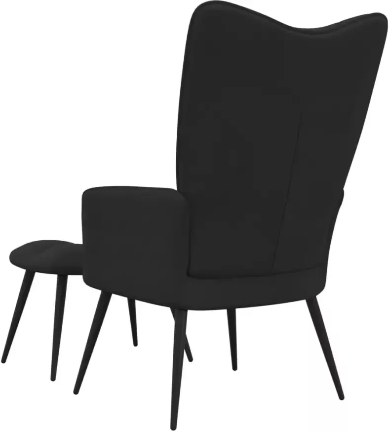 VidaXL Relaxstoel met voetenbank fluweel zwart - Foto 2