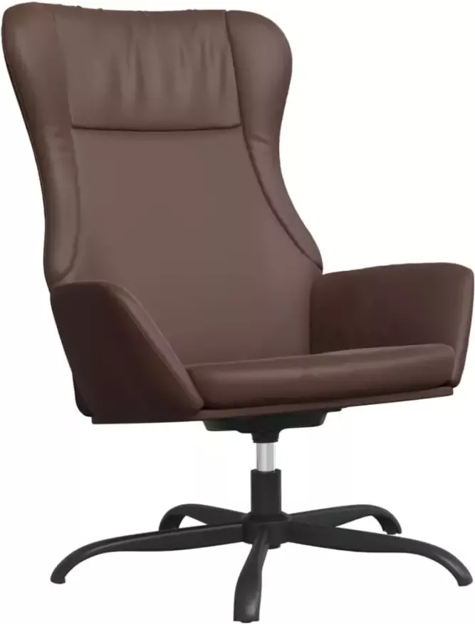 VIDAXL Relaxstoel met voetenbank kunstleer glanzend bruin - Foto 2