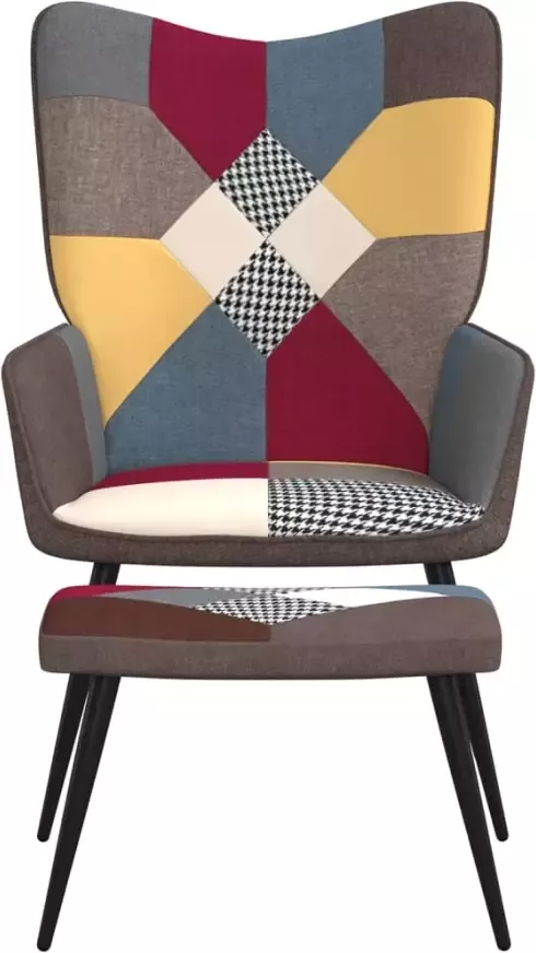 VIDAXL Relaxstoel met voetenbank patchwork stof - Foto 1