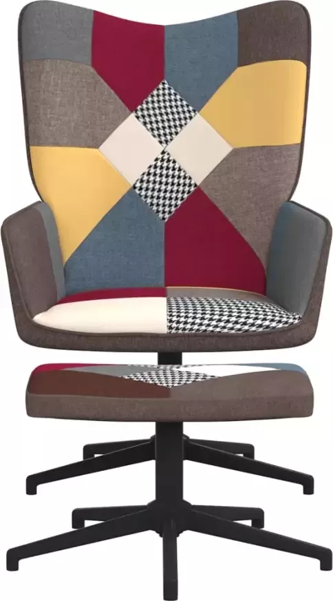 VIDAXL Relaxstoel met voetenbank patchwork stof