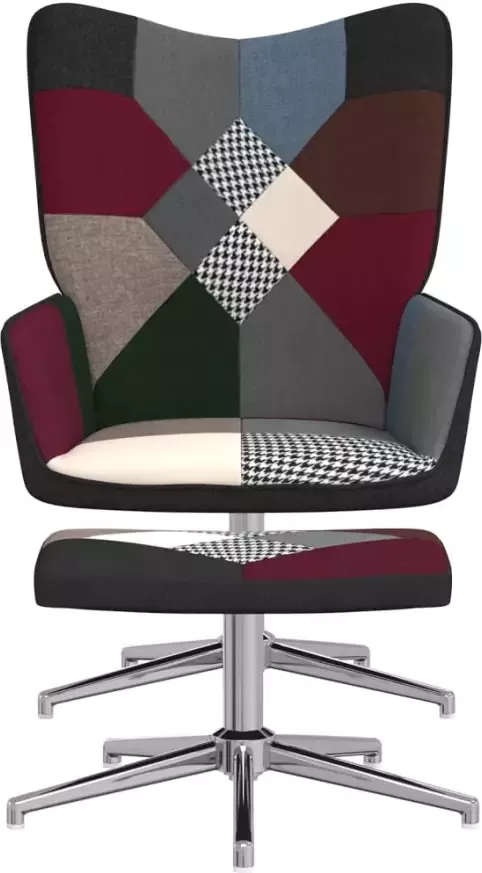 VIDAXL Relaxstoel met voetenbank patchwork stof - Foto 4