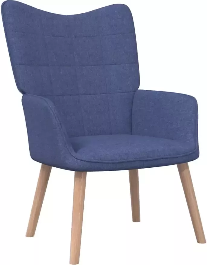 VidaXL Relaxstoel met voetenbank stof blauw - Foto 4