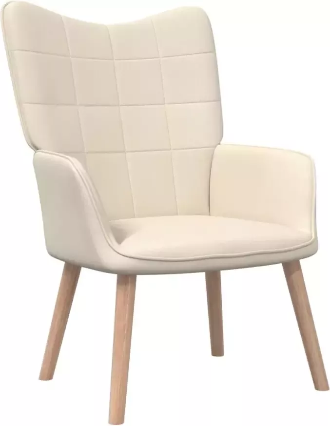 VidaXL Relaxstoel met voetenbank stof crèmekleurig - Foto 4