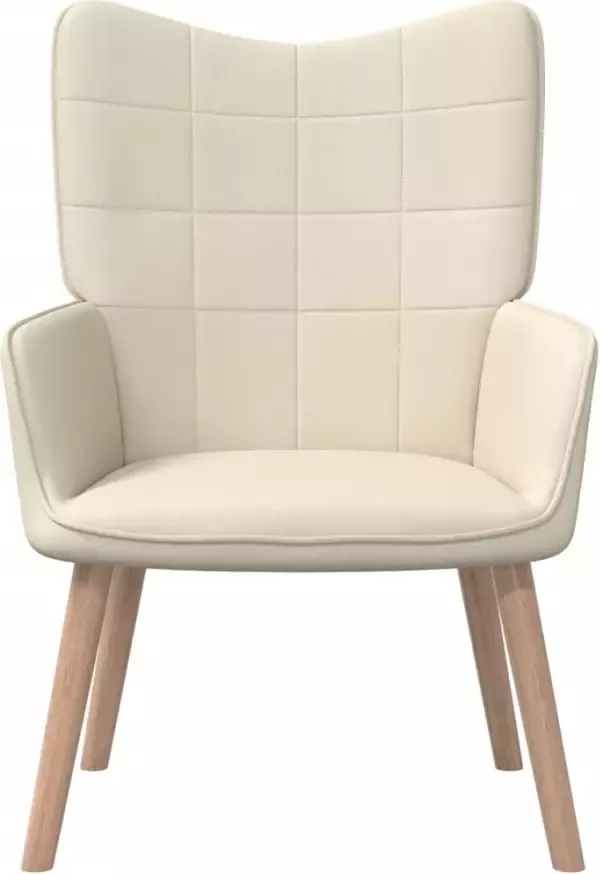 VidaXL Relaxstoel met voetenbank stof crèmekleurig - Foto 2