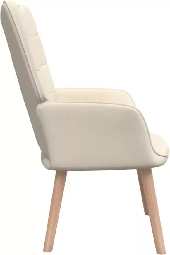 VIDAXL Relaxstoel met voetenbank stof crèmekleurig - Foto 3