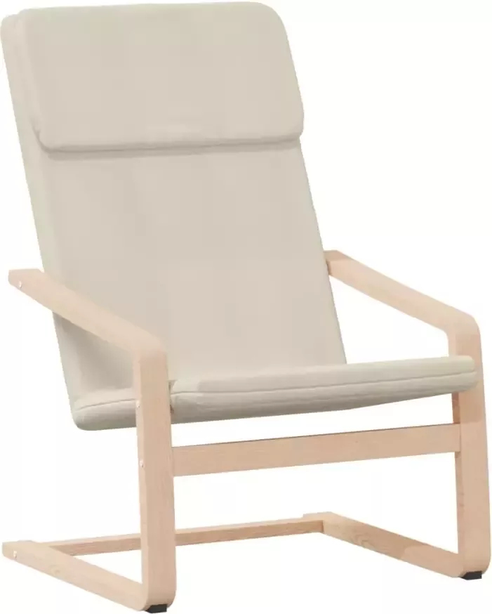 VidaXL Relaxstoel met voetenbank stof crèmekleurig - Foto 2