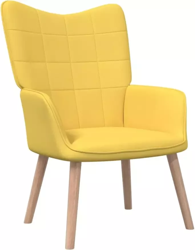 VIDAXL Relaxstoel met voetenbank stof mosterdgeel - Foto 4