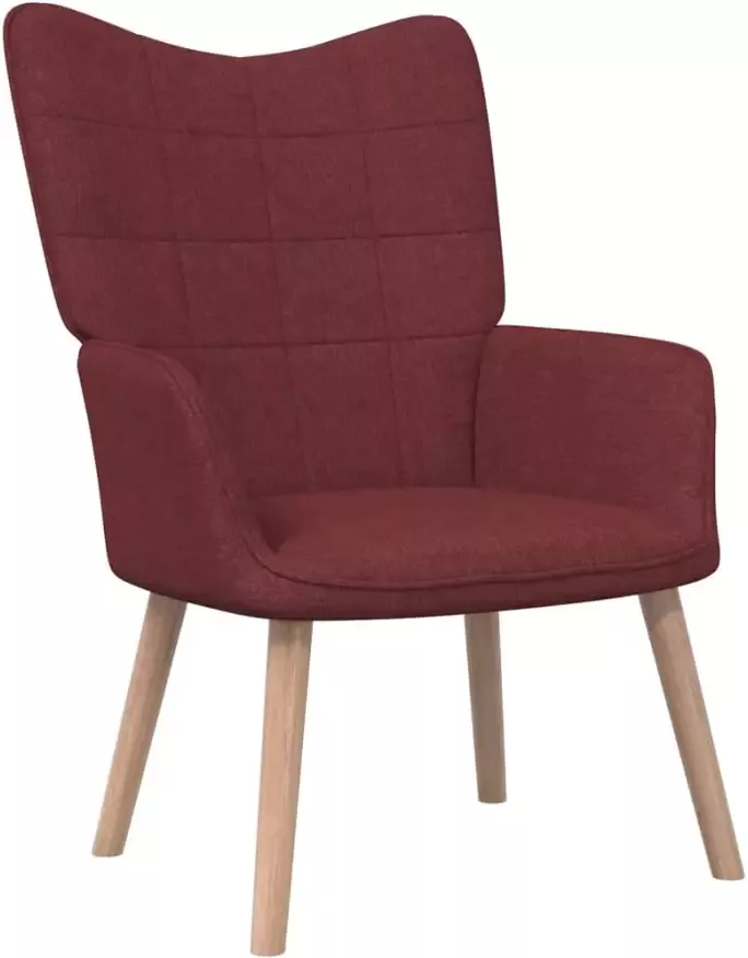 VIDAXL Relaxstoel met voetenbank stof wijnrood - Foto 4