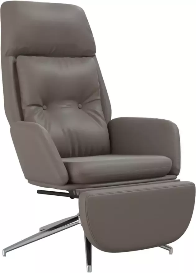 VIDAXL Relaxstoel met voetensteun echt leer en kunstleer grijs - Foto 2