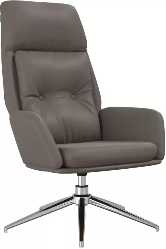 VIDAXL Relaxstoel met voetensteun echt leer en kunstleer grijs - Foto 3