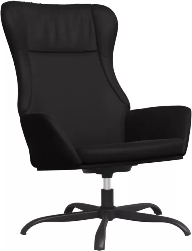VidaXL Relaxstoel met voetensteun kunstleer glanzend zwart - Foto 3