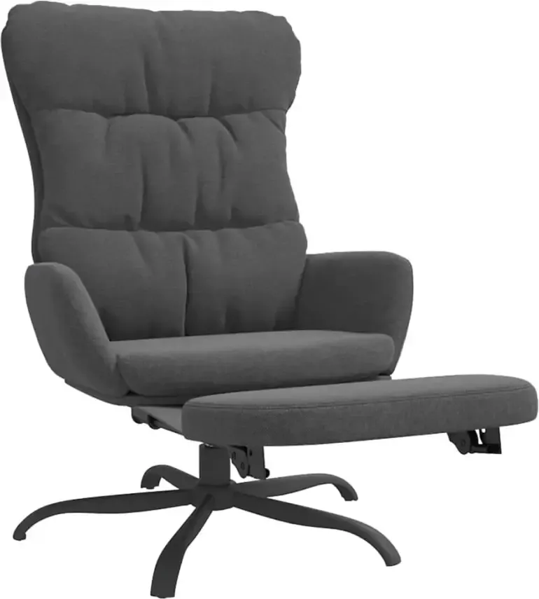 VIDAXL Relaxstoel met voetensteun stof donkergrijs