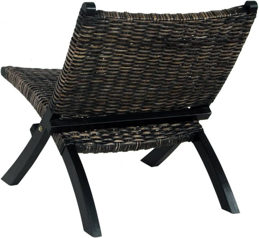 VidaXL Relaxstoel natuurlijk kubu rattan en massief mahoniehout zwart - Foto 3