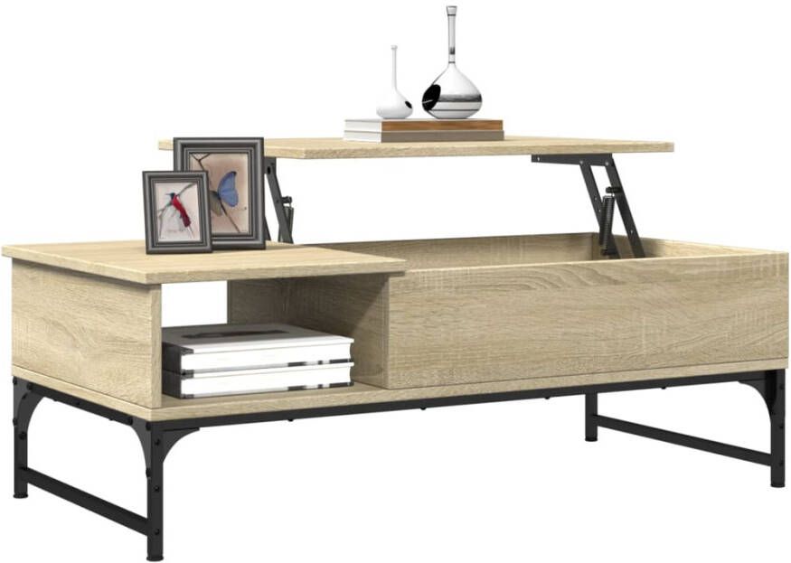 VidaXL -Salontafel-100x50x35-cm-bewerkt-hout-en-metaal-sonoma-eiken - Foto 2