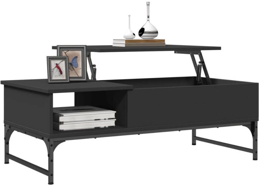 VidaXL -Salontafel-100x50x35-cm-bewerkt-hout-en-metaal-zwart - Foto 2