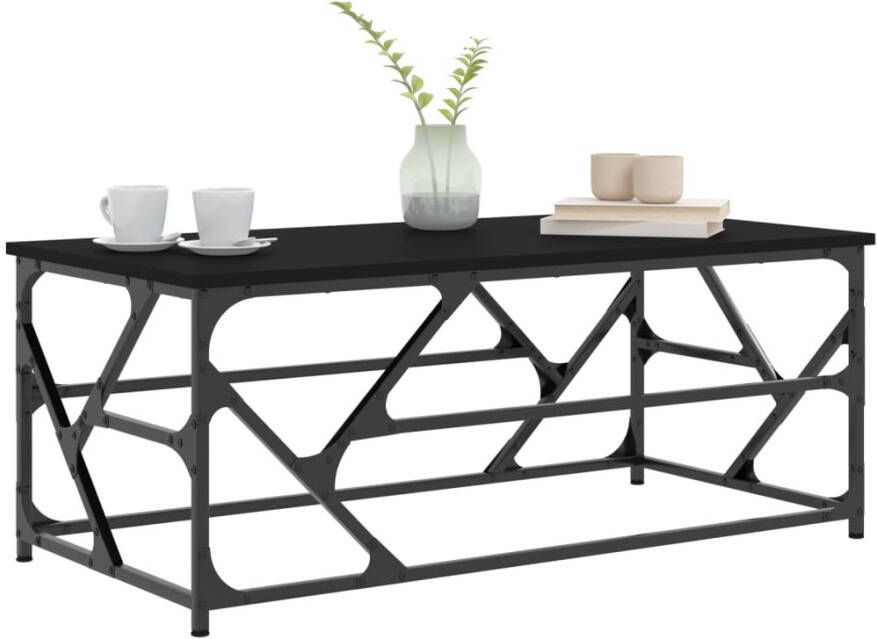 VidaXL -Salontafel-100x50x40-cm-bewerkt-hout-zwart-eikenkleurig - Foto 4