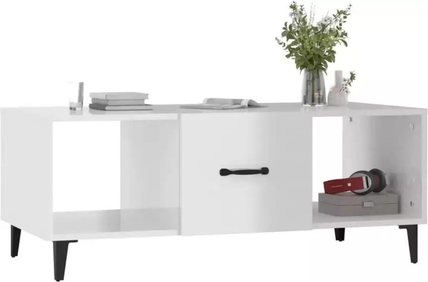 VidaXL -Salontafel-102x50x40-cm-bewerkt-hout-hoogglans-wit - Foto 2