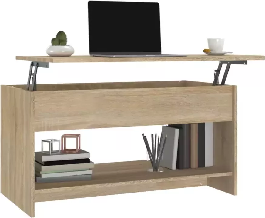 VidaXL -Salontafel-102x50x52 5-cm-bewerkt-hout-sonoma-eikenkleurig - Foto 2