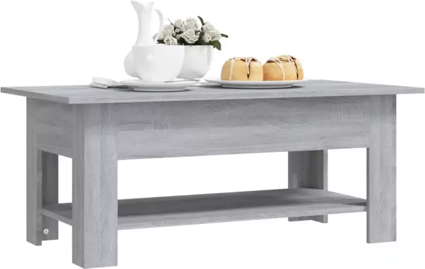 VIDAXL Salontafel 102x55x42 cm bewerkt hout grijs sonoma eikenkleurig - Foto 2