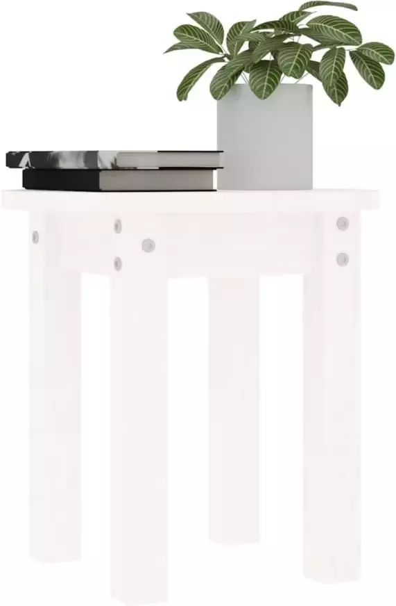 VidaXL -Salontafel-Ø-35x35-cm-massief-grenenhout-wit - Foto 5
