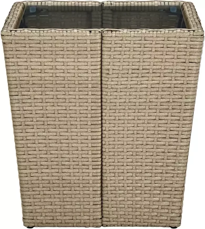 VidaXL Salontafel 41 5x41 5x44 cm poly rattan en gehard glas beige - Foto 3