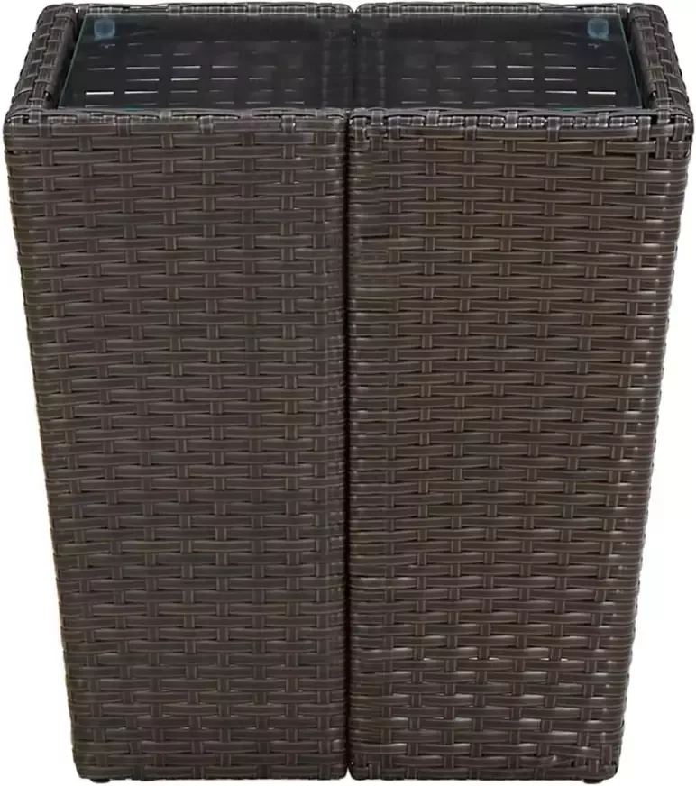 VIDAXL Salontafel 41 5x41 5x44 cm poly rattan en gehard glas bruin - Foto 3