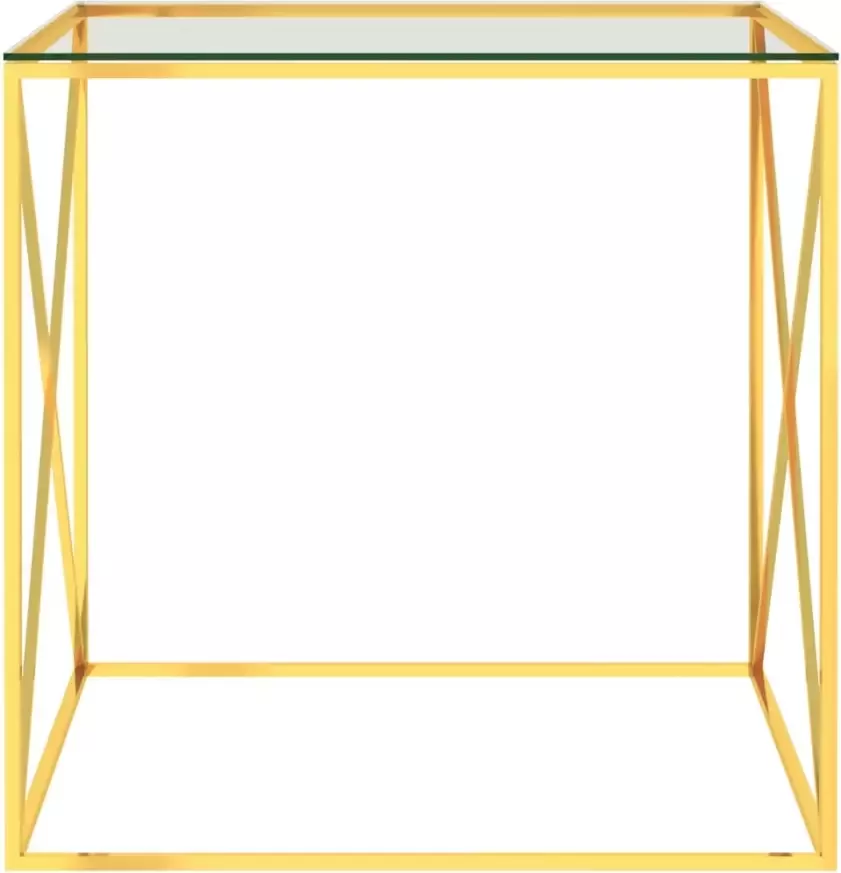 VIDAXL Salontafel 55x55x55 cm roestvrij staal en glas goudkleurig