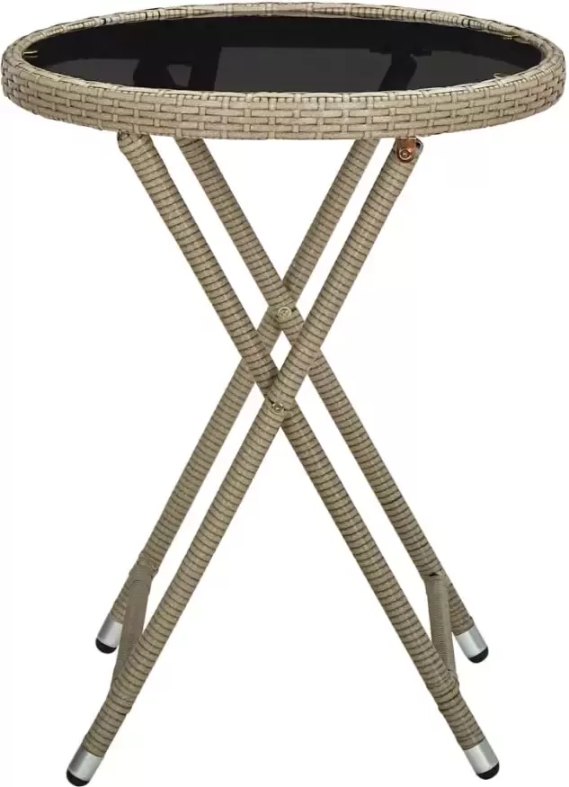 VIDAXL Salontafel 60 cm poly rattan en gehard glas beige