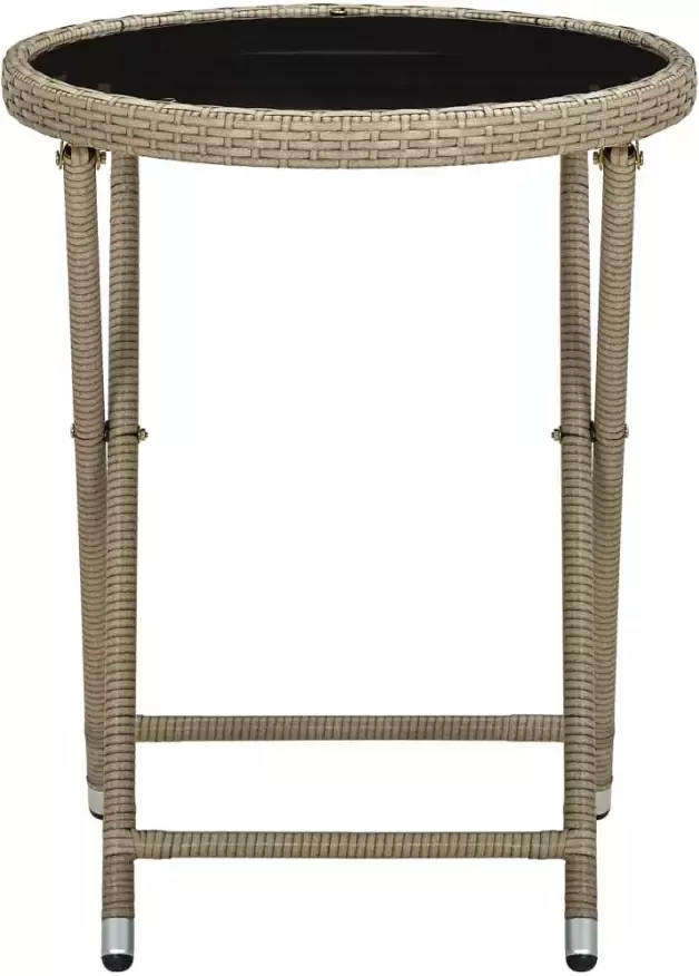 VIDAXL Salontafel 60 cm poly rattan en gehard glas beige - Foto 2