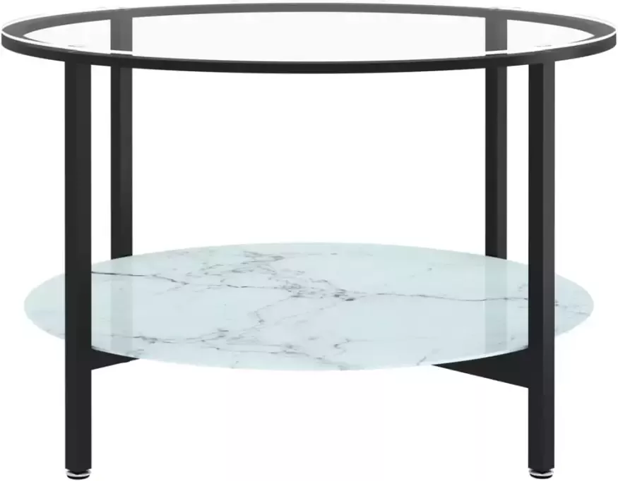 VidaXL -Salontafel-70-cm-gehard-glas-zwart-en-witmarmer - Foto 4