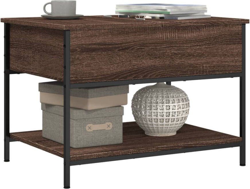 VidaXL -Salontafel-70x50x50-cm-bewerkt-hout-en-metaal-bruineikenkleur - Foto 4