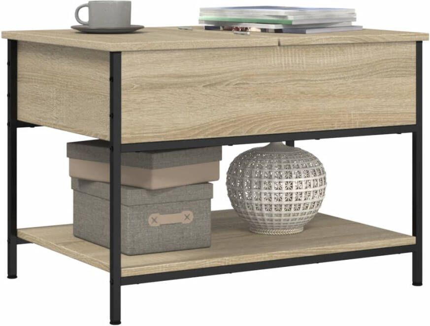 VidaXL -Salontafel-70x50x50-cm-bewerkt-hout-en-metaal-sonoma-eikenkleur - Foto 5