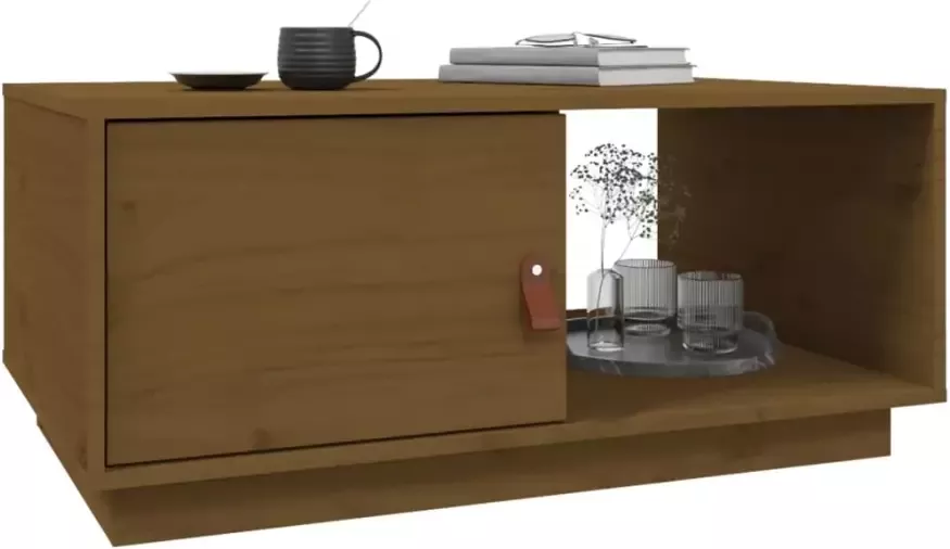 VidaXL -Salontafel-80x50x35 5-cm-massief-grenenhout-honingbruin - Foto 4