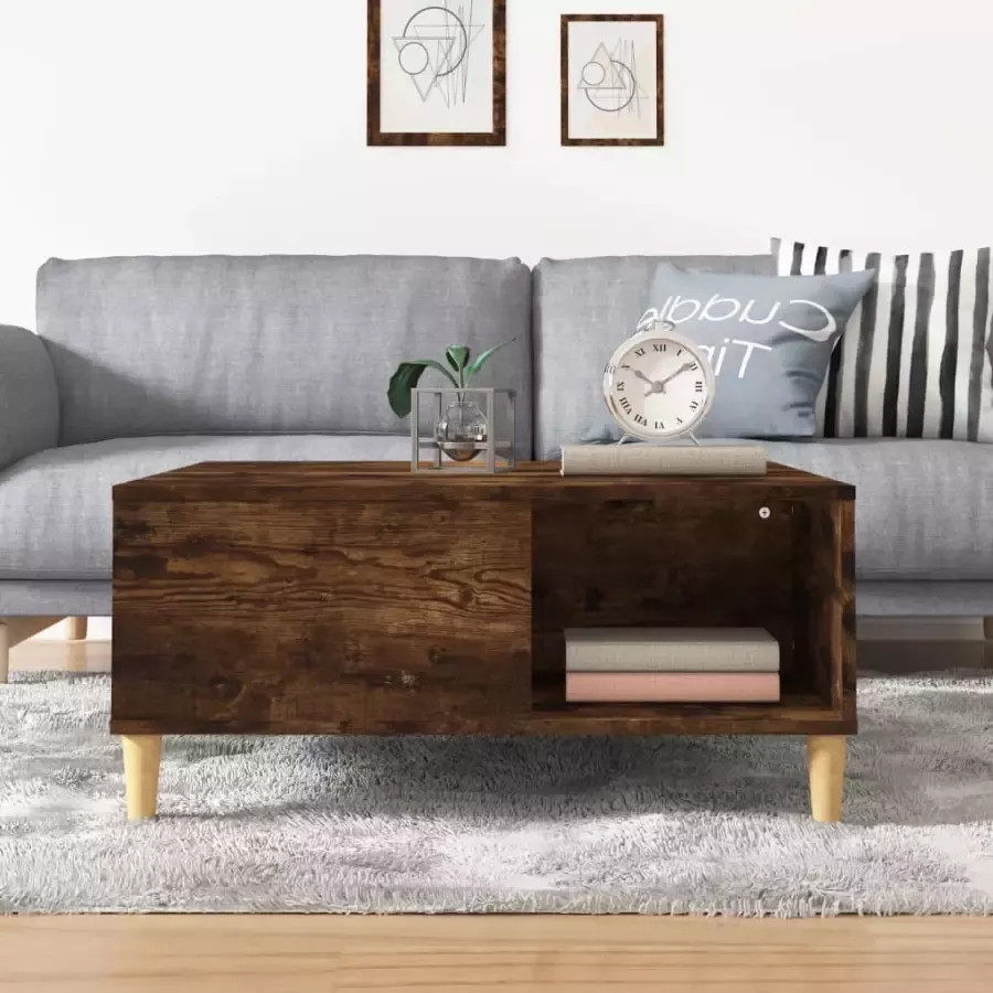 VidaXL -Salontafel-80x80x36 5-cm-bewerkt-hout-gerookt-eikenkleurig - Foto 2