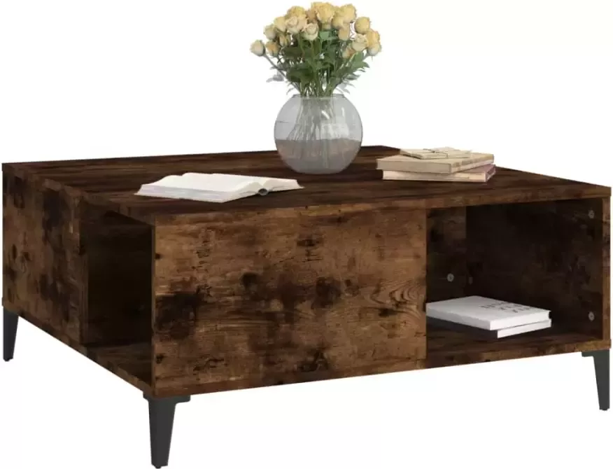 VidaXL -Salontafel-80x80x36 5-cm-bewerkt-hout-gerookt-eikenkleurig - Foto 4