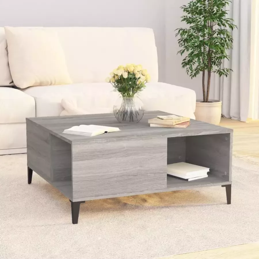 VidaXL -Salontafel-80x80x36 5-cm-bewerkt-hout-grijs-sonoma-eikenkleurig - Foto 1