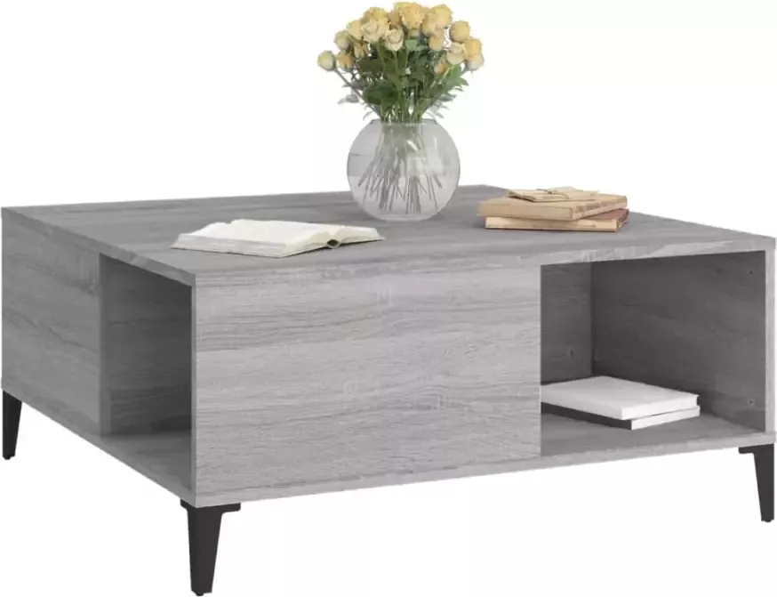 VidaXL -Salontafel-80x80x36 5-cm-bewerkt-hout-grijs-sonoma-eikenkleurig - Foto 2