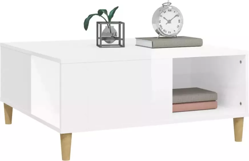 VidaXL -Salontafel-80x80x36 5-cm-bewerkt-hout-hoogglans-wit - Foto 2