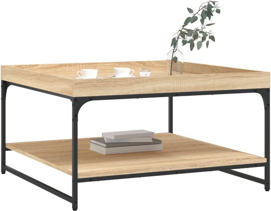 VidaXL -Salontafel-80x80x45-cm-bewerkt-hout-en-ijzer-sonoma-eikenkleur - Foto 1