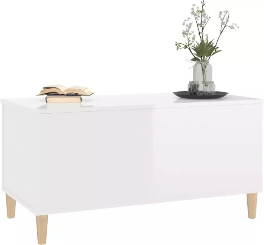 VidaXL -Salontafel-90x44 5x45-cm-bewerkt-hout-hoogglans-wit - Foto 2