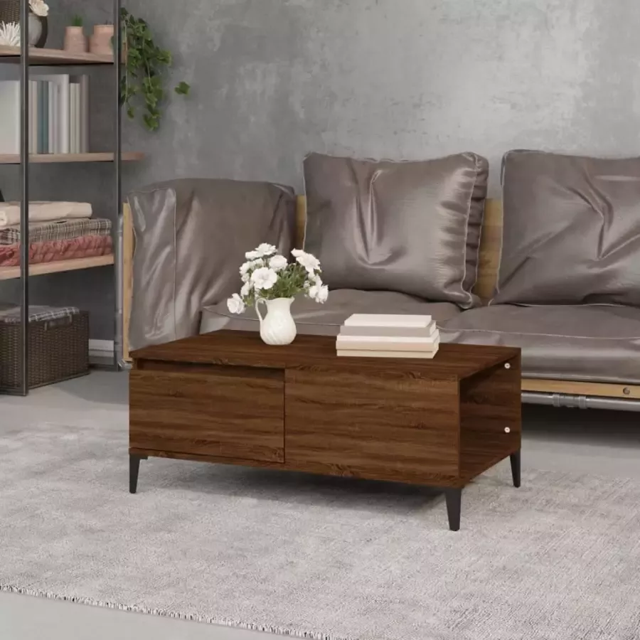 VidaXL -Salontafel-90x50x36 5-cm-bewerkt-hout-bruin-eikenkleur