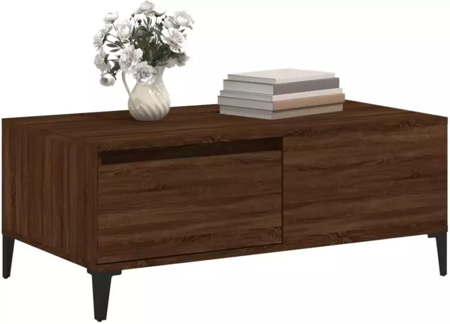 VidaXL -Salontafel-90x50x36 5-cm-bewerkt-hout-bruin-eikenkleur - Foto 4