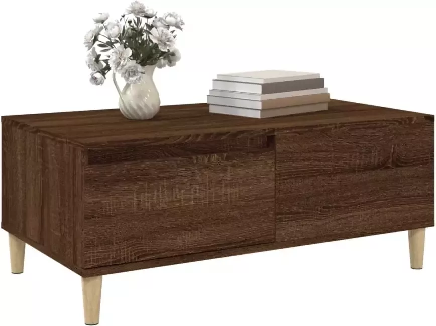 VidaXL -Salontafel-90x50x36 5-cm-bewerkt-hout-bruin-eikenkleur - Foto 2
